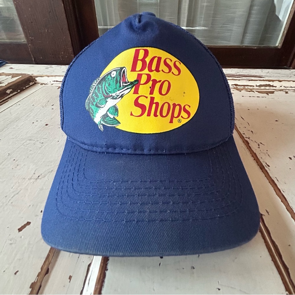 Bass Pro Shops Hat Logo Mesh Fishing Hunting Trucker Cap Snapback Blue